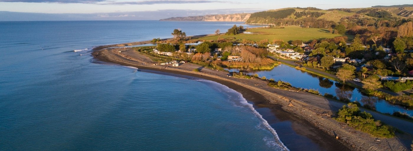 Surfing at Te Awanga, Te Awanga surf spot, Hawke's Bay, New Zealand.